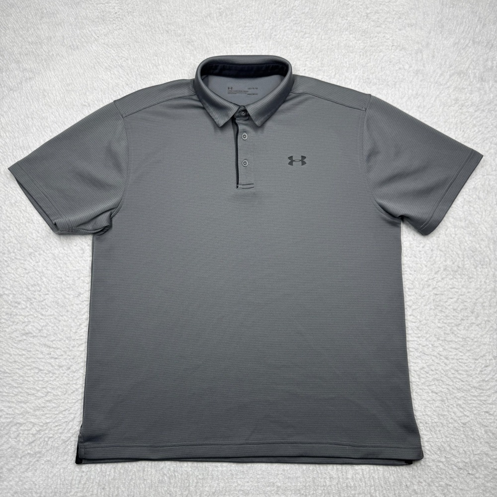 Under Armour Heat Gear Short Sleeve Polo Shirt Golf Solid Loose Men's Size Large